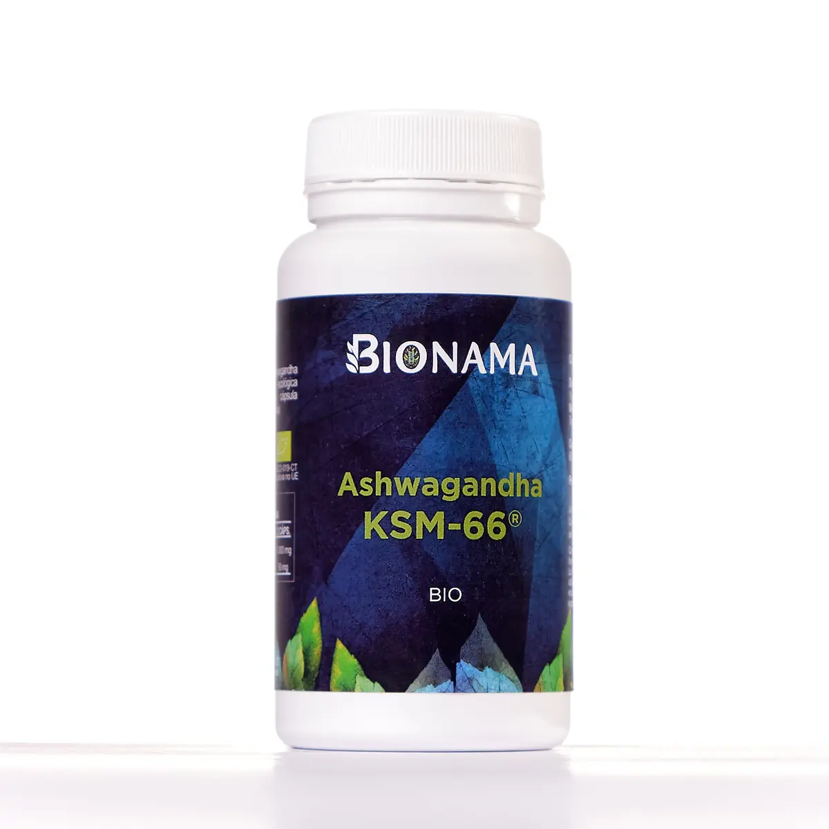 Cápsulas de Ashwagandha KSM-66 de Bionama, ideales para recuperar el equilibrio físico y mental de manera natural.