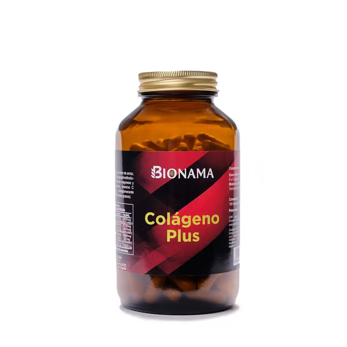 Suplemento de colágeno en cápsulas Bionama, ideal para mejorar la salud de piel, cabello y articulaciones.
