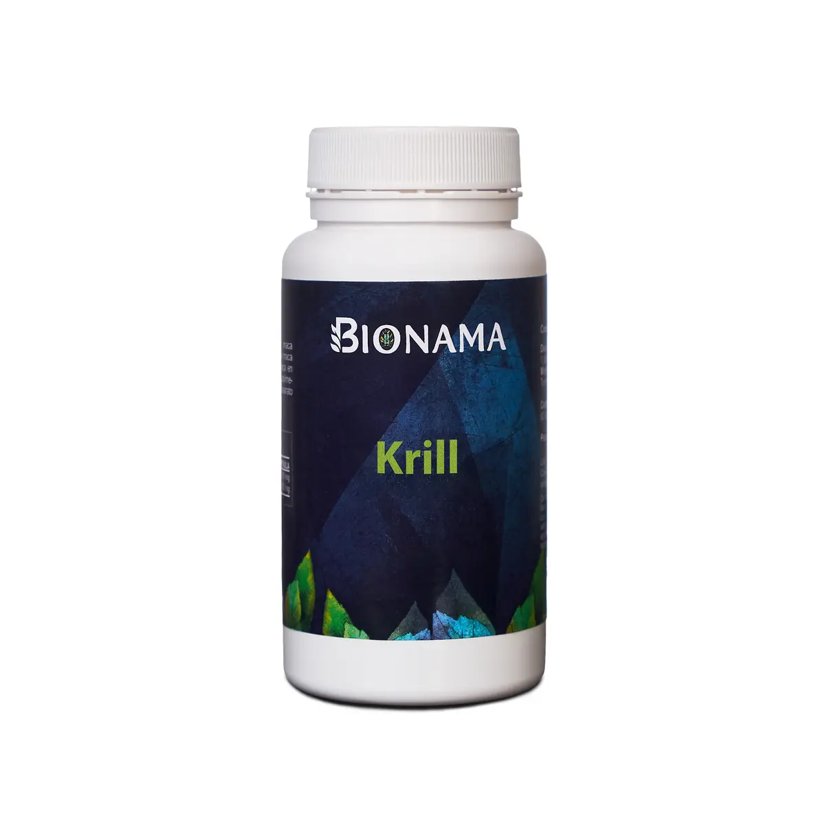 Bote de suplemento de aceite de Krill Bionama en perlas, beneficioso para corazón, articulaciones y piel.