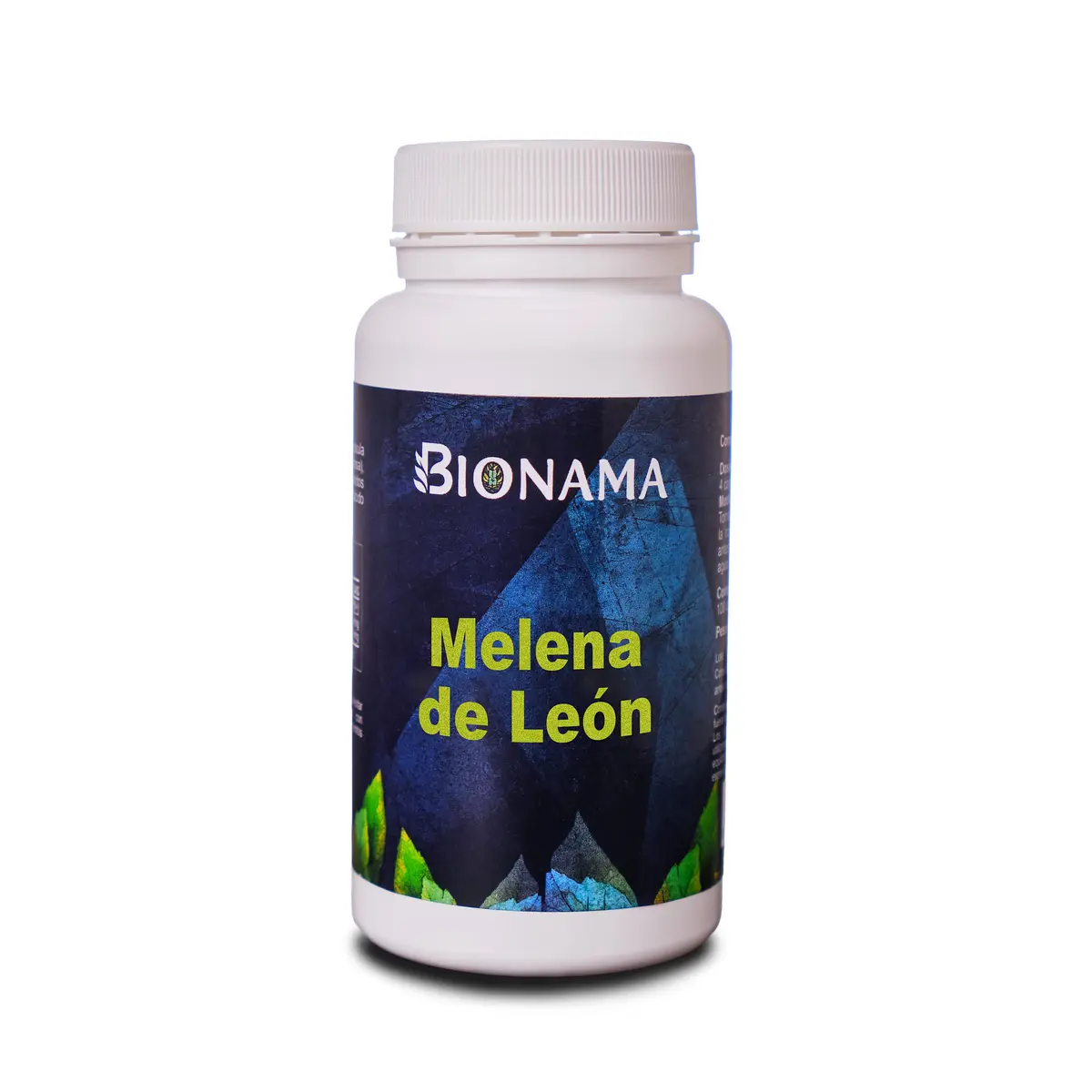 Bote de suplemento Melena de León en cápsulas de Bionama, beneficios naturales para la salud cerebral y digestiva.