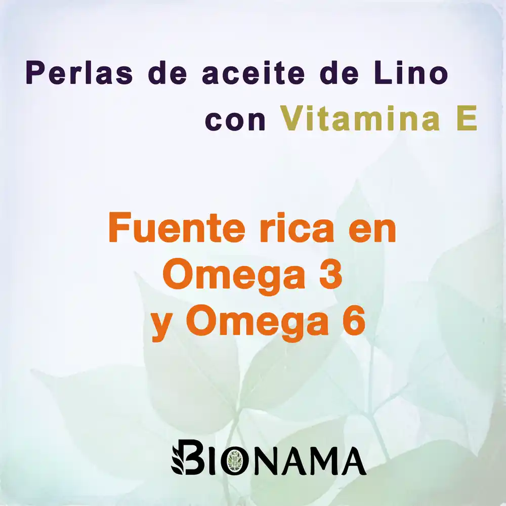 Ficha con las propiedades de las perlas de aceite de Lino de Bionama.