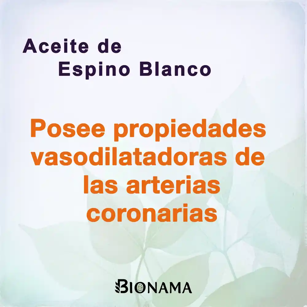 Ficha con propiedades de las perlas de aceite de Espino Blanco de Bionama.