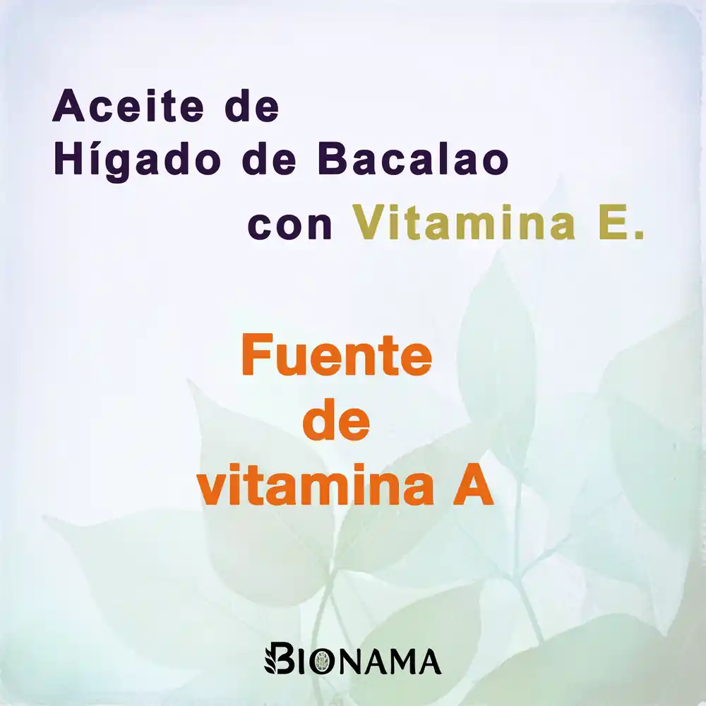 Ficha con propiedades de las perlas de aceite de Hígado de Bacalao de Bionama.