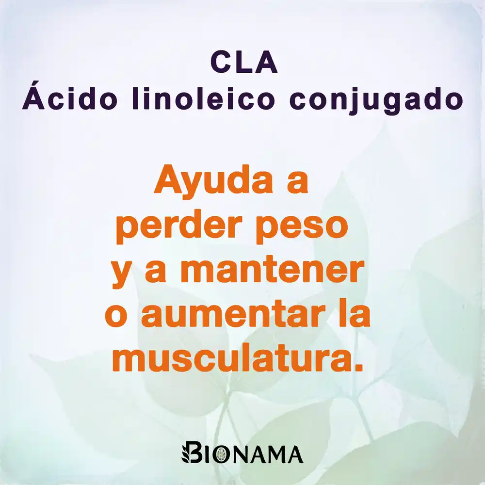 Ficha con propiedades de las perlas de CLA (ácido linoleico conjugado) de Bionama.