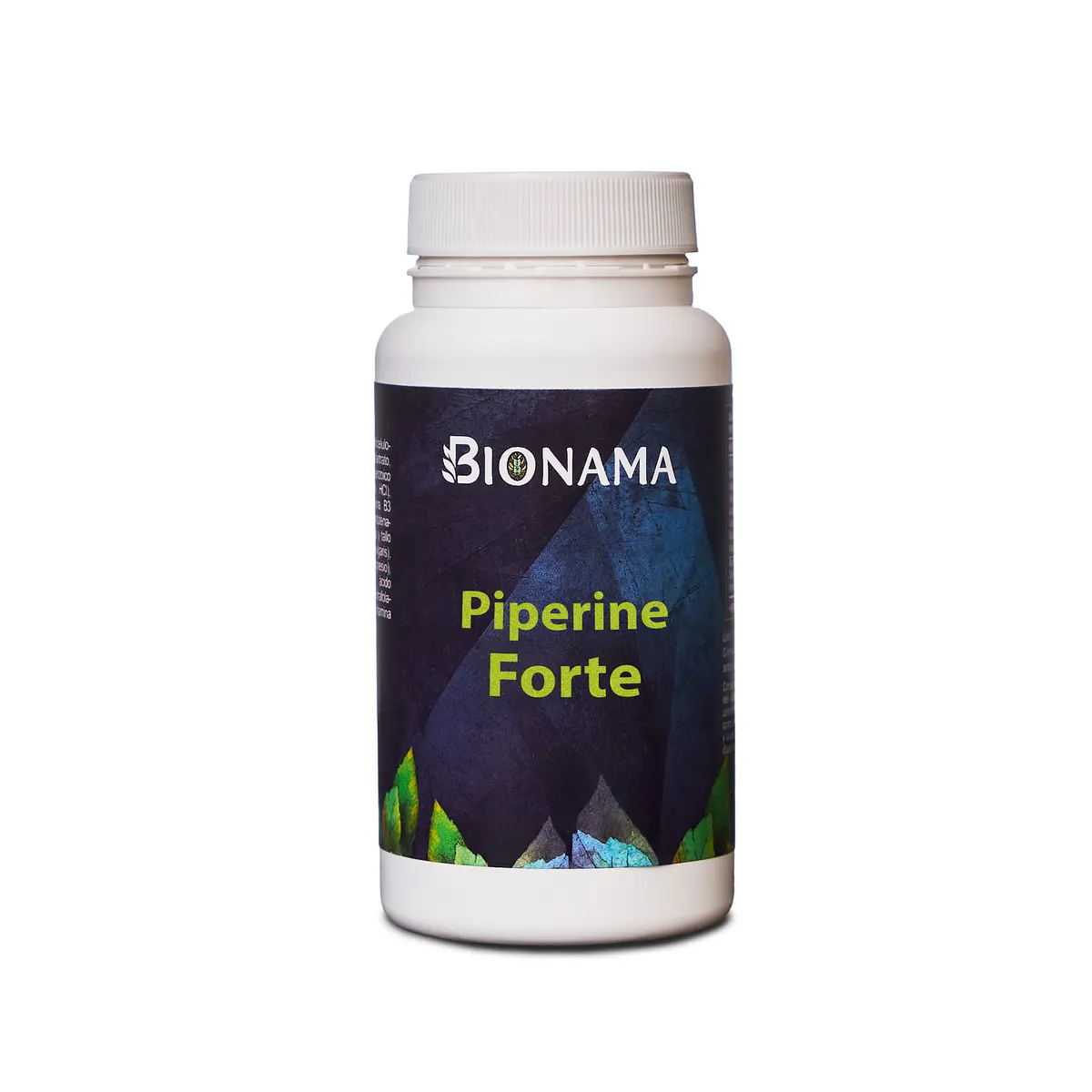 Bote de suplemento Bionama Piperine Forte en cápsulas, acelera el metabolismo y ayuda a quemar calorías.