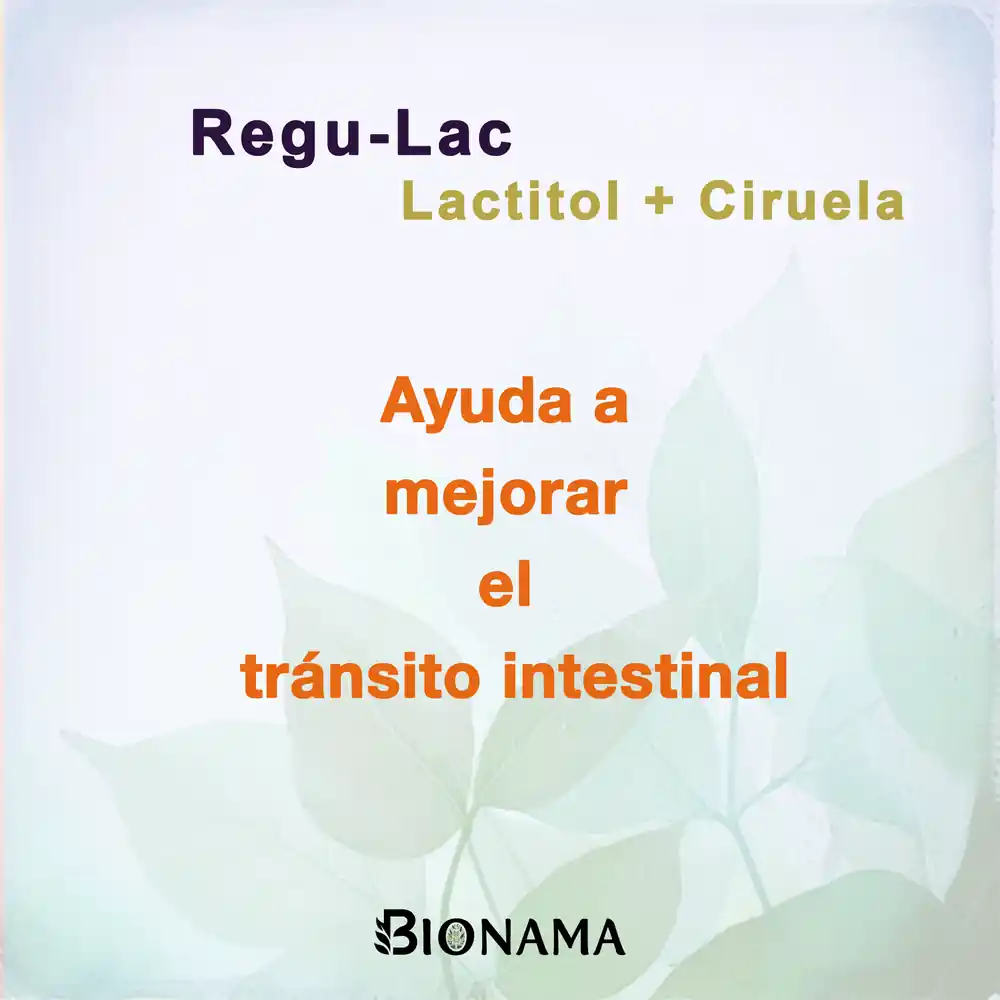 Ficha con las propiedades de Regu Lac con lactitol y ciruela de Bionama.
