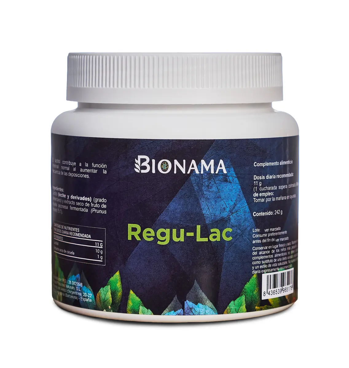 Bote de Regu Lac de Bionama, suplemento en polvo que mejora el tránsito intestinal de forma natural.