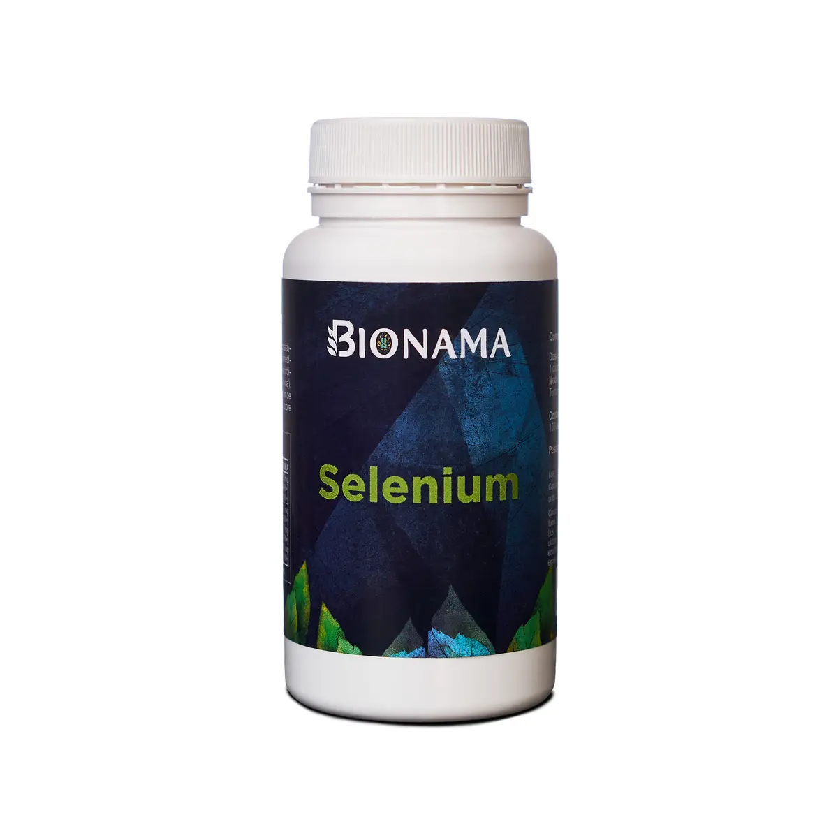 Bote de suplemento Selenium en cápsulas de Bionama, potente antioxidante para tu salud y bienestar.