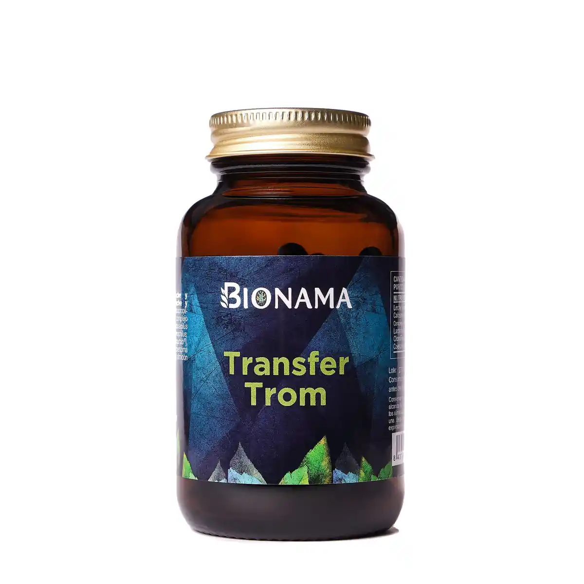 Bote de suplemento en cápsulas Transfer Trom de Bionama, fortalece defensas y previene enfermedades. Ideal para tu salud.