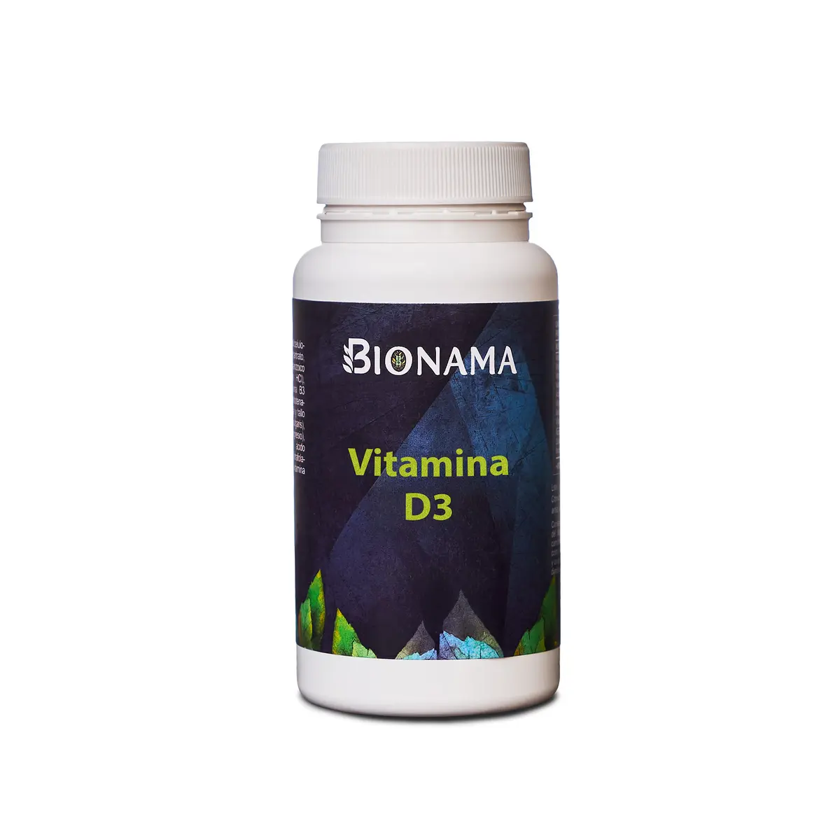 Bote de suplemento de Vitamina D3 de Bionama en cápsulas, ideal para mejorar la absorción de calcio y fortalecer los huesos.